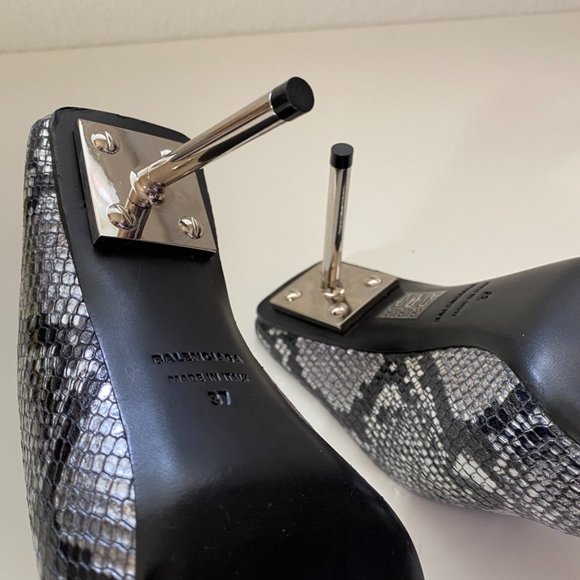 $1015 Balenciaga Metal Heels Snake Print Mule - Picture 6 of 9